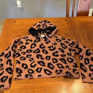 Women’s PINK Victoria's Secret Animal Print hooded sweater size large